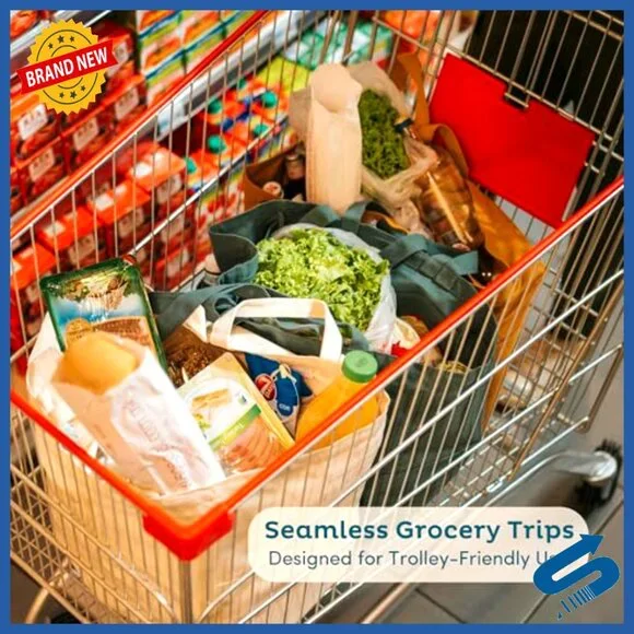 Heavy Duty Reusable Grocery Bags Foldable Multi Compartment Canvas Totes - Picture 4 of 7